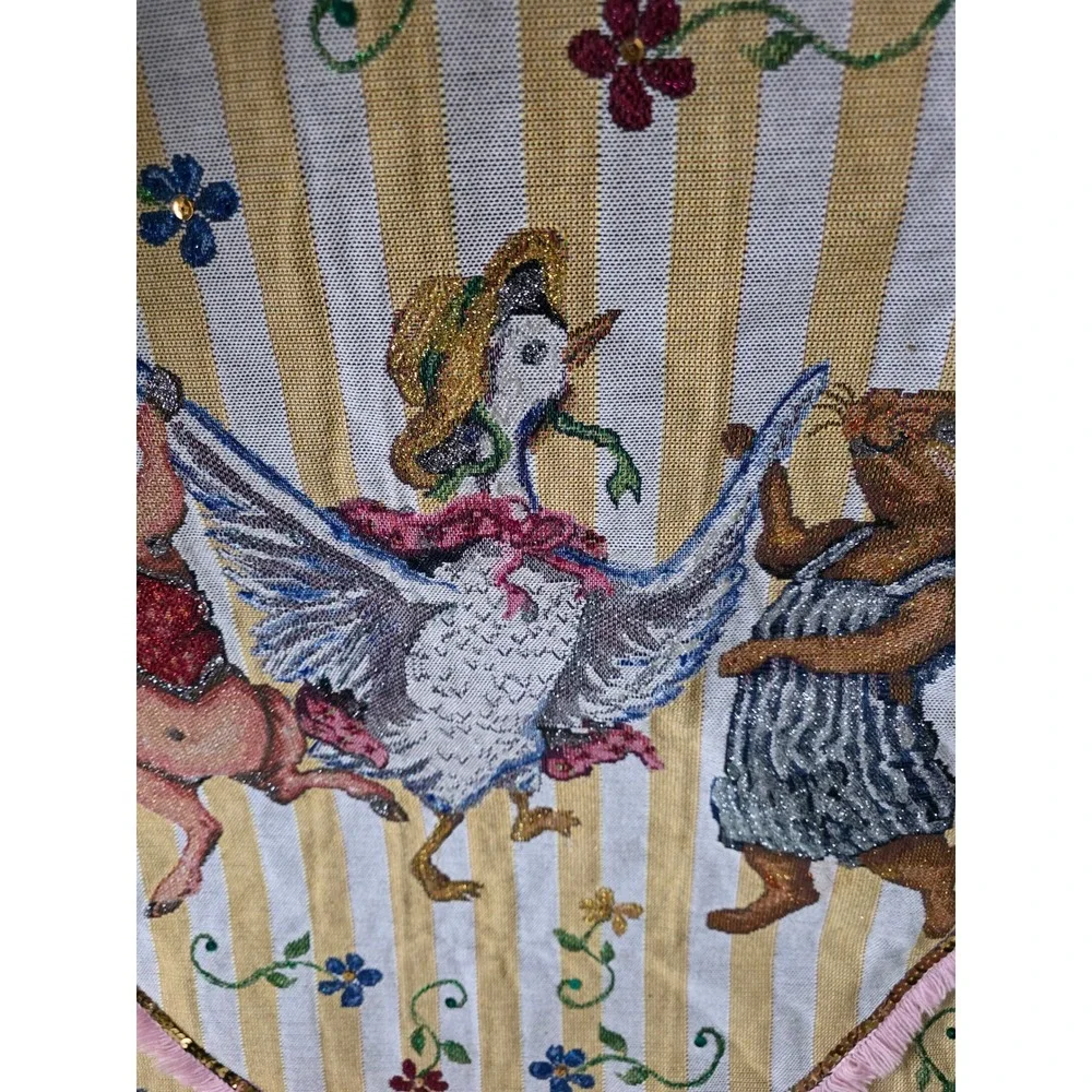 Goodwin weaves Tracy Porter bunny goose pig RARE tapestry‎ hanging sequin unique